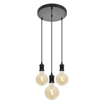 4lite Decorative 3 Light Circular Ceiling Pendant (Bulbs Not Included) - Black
