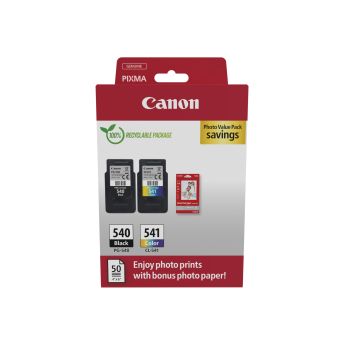 Canon 5225B013/PG-540+CL-541 Printhead cartridge multi pack black + color + Photopaper 50 sheet PVP 8ml/180pg + 8ml/180pg Pack=2 for Canon Pixma MG 2150/MX 370