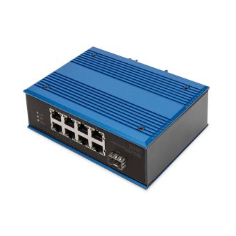 Digitus 8 port Fast Ethernet network PoE switch, industrial, unmanaged, 1 SFP uplink