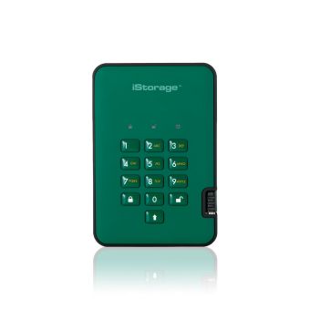 iStorage diskAshur2 256-bit 1TB USB 3.1 secure encrypted hard drive - Green IS-DA2-256-1000-GN