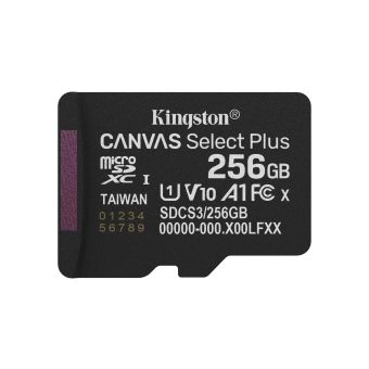 Kingston Technology 256GB micSDXC Canvas Select Plus Gen3 150R A1 Single Pack w/o ADP