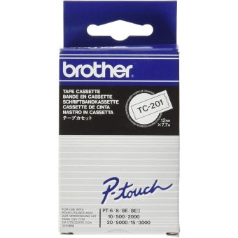 Brother TC-201 DirectLabel black on white 12mm x 7,7m for Brother P-Touch TC 9-12mm